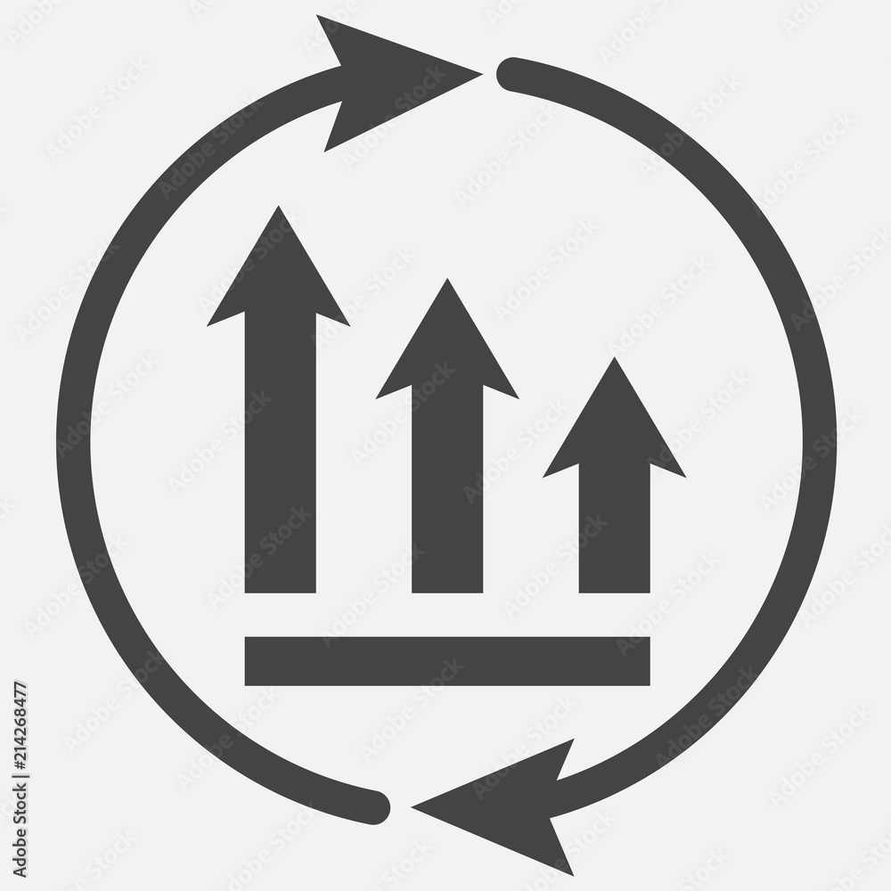 Poster the graph of the decline with the arrows in a circle. vector business icon schedule.