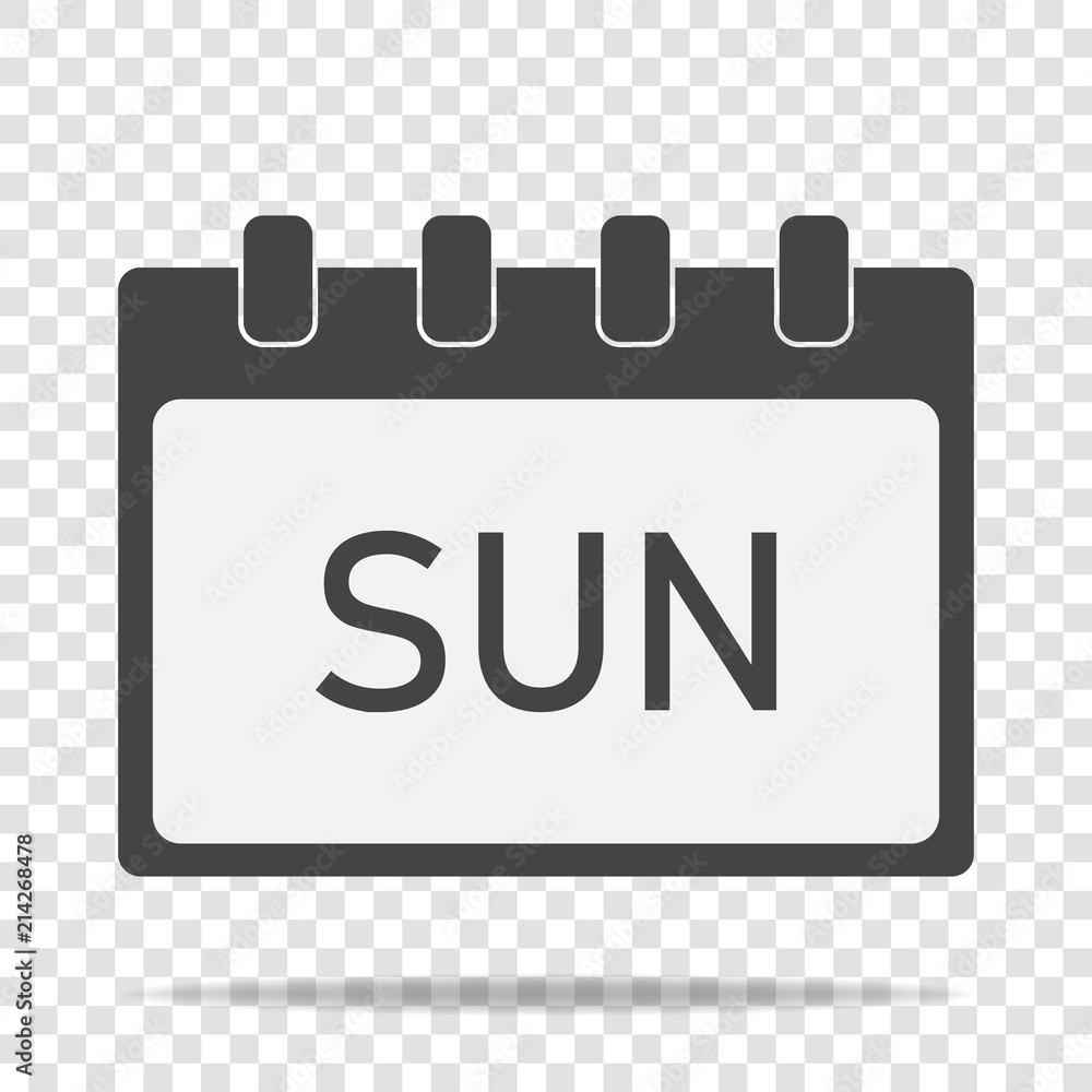 Aufkleber calendar day of the week sunday. vector illustration done in gray color on transparent background. l