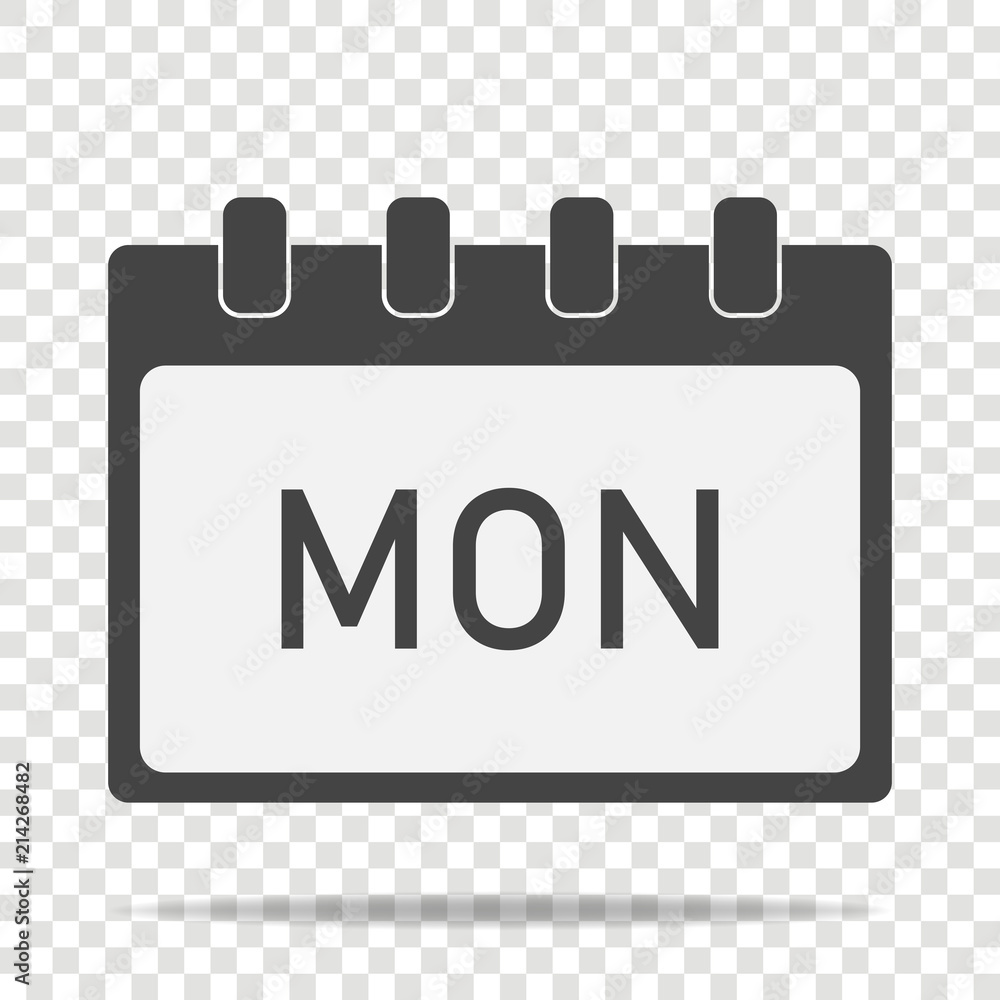 Aufkleber calendar day of the week monday. vector illustration done in gray color on transparent background. l