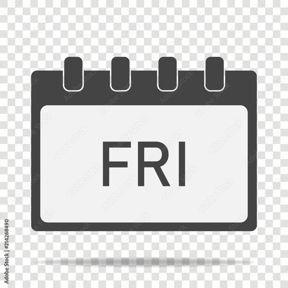 Poster calendar day of the week friday. vector illustration done in gray color on transparent background. l