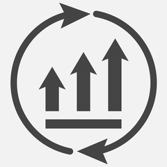 Growth graph with arrows in a circle. Vector business icon schedule