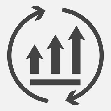 Growth graph with arrows in a circle. Vector business icon schedule
