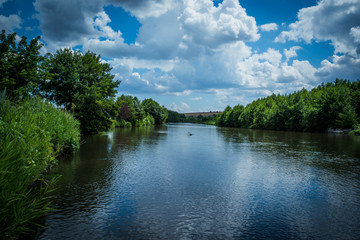  water, river, hills, sky, fishing, current, fast river, mountain river