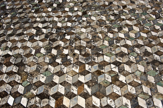 Mosaik mit optischer T&auml;uschung, 3-D-Effekt, Haus des Fauns, Casa del Fauno, Ausgrabung Pompeji, Antike, Provinz Neapel, Napoli, Kampanien, Campagna, Italien, Italia