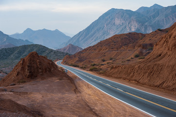 Route disappearing in the mountains
