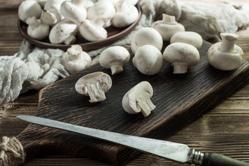 Fototapeta na wymiar Fresh raw mushrooms.