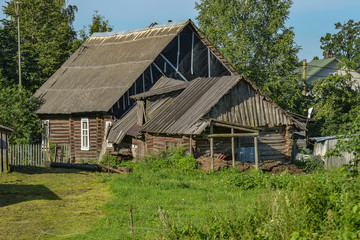 Fototapeta na wymiar Old wooden log houses
