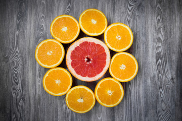 oranges cut into a color texture