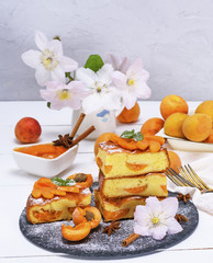 pile of square pieces of a biscuit pie with apricots