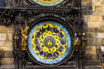Prague chimes. The medieval clock tower