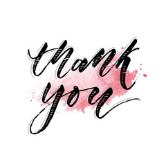 Thank you Watercolor Lettering Calligraphy Vector