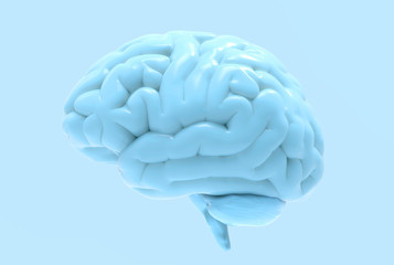 Blue brain illustration isolated on blue pastel BG