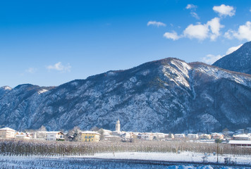province of trento, italy desolate in winter with snow