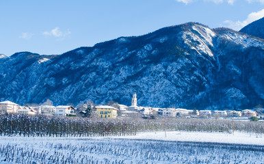 province of trento, italy desolate in winter with snow