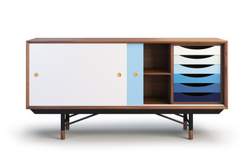 Sideboard with retractable shelves. 3d render