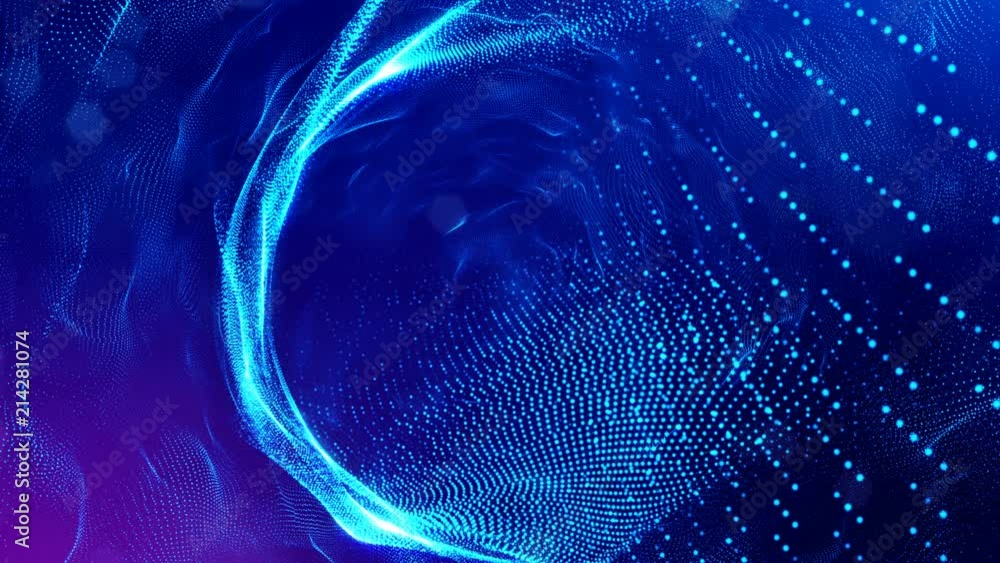 Aufkleber 4k seamless 3d animation as sci-fi background with glow particles and depth of field, bokeh and ligh