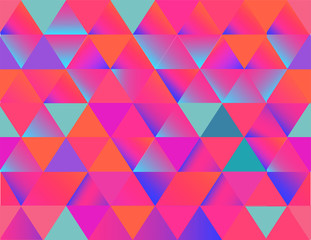 Abstract geometric background in vibrant and feminine colorful shades, seamless vector wallpaper. Neon vivid gradients. Perfect for exciting web designs, banners and social networks graphic.