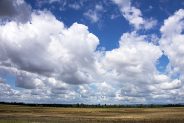 Fototapeta premium Beautiful blue sky with clouds in the Great Hungarian Plain