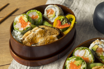 Homemade Sushi Bento Box with Rice
