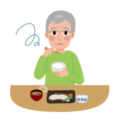 食事をする　高齢者　イラスト　和食
