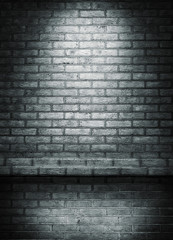 brick wall and spotlight.  scene illuminated spotlight.  bricks wall background.