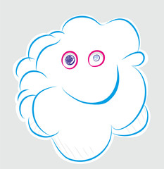 Smiling cloud.

Smiling  cloud illustration.
Happy smiling cloud in the grey background
