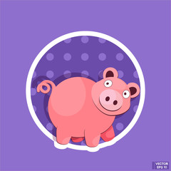 Cute pink pig cartoon