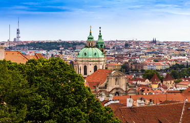 Old Town architecture with red roofs in Prague , Czech Republic.