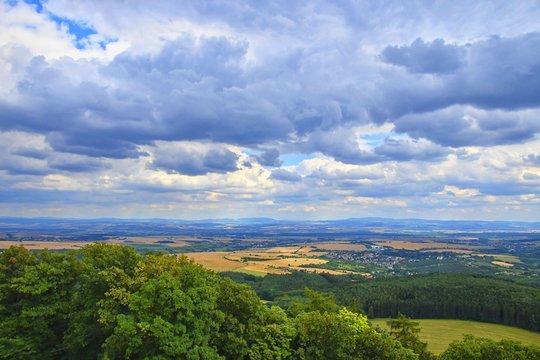 View of Buchlov Castle over The White Carpathians, Czech Republic