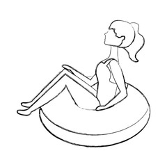 woman with swimsuit in float