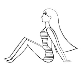 woman with swimsuit sitting character