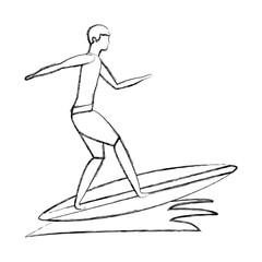 man in surfboard with waves sea avatar character