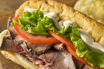 Homemade Roast Beef Deli Sandwich