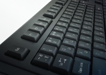 black computer keyboard in perspective