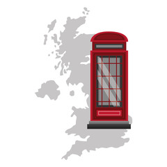 Fototapeta premium map great britain with classic telephone booth