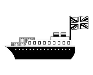 Obraz premium ship boat with flag of great britain