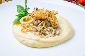 Stroganoff on white plate