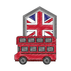 Fototapeta na wymiar bus transport with emblem of flag great britain
