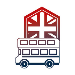 Fototapeta na wymiar united kingdom double deck bus and flag