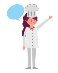 chef woman female character with hat speech bubble