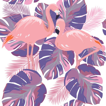 Vector Flamingo Leaves
