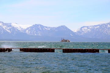 Beautiful Landscape in Spring at Lakeside of Lake Tahoe in California, United States