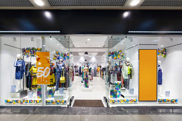 Interior of clothing store.