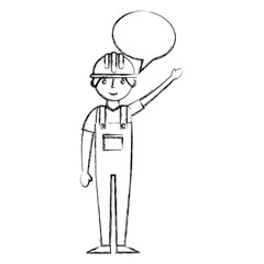 construction builder with speech bubble avatar character