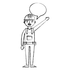 construction builder with speech bubble avatar character