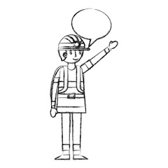 firefighter with speech bubble character