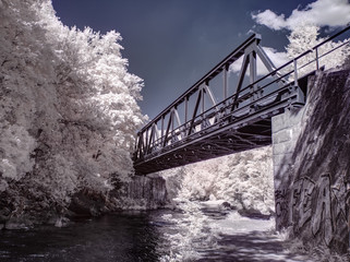 infrared photography - ir photo of a  bridge in the nature