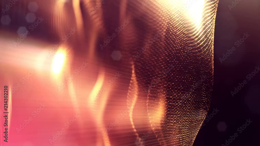 Poster 4k seamless 3d animation as sci-fi background with glow particles and depth of field, bokeh. glowing