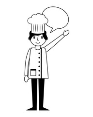 restaurant chef with speech bubble vector illustration design