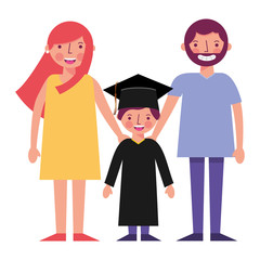 happy parents and school graduate boy vector illustration